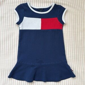 Tommy Hilfiger Girls Logo Flag Dress, Size 3T Red, White, & Blue